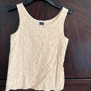 GAP Cream Floral Lace Tank Top